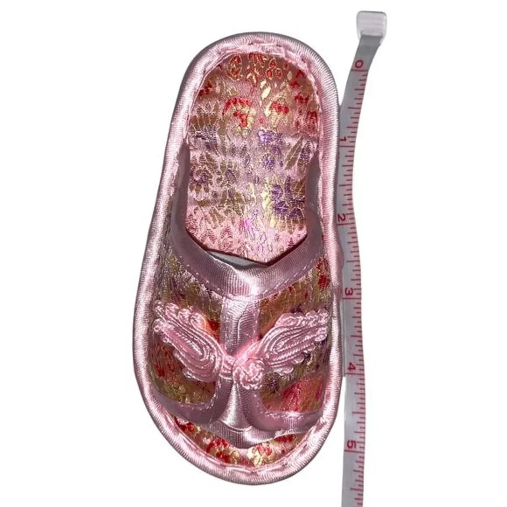 Pink Silk Chinese Knot Asian Slipper Slip On Toddler Oriental Heritage Shoes
